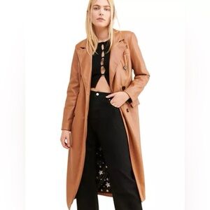 ‼️RARE‼️🎸Avec Les Filles🎸🔥NWOT🔥Double Breasted Faux Leather Trench Coat— XS